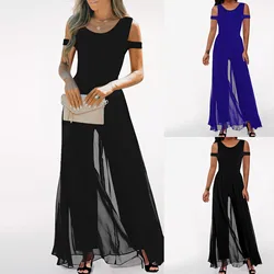 Elegant Ol Jumpsuit 2024 Women'S Summer Long Chiffon Jumpsuit Wide Leg Set Temperament Jumpsuit Female Bodysuit Plus Size