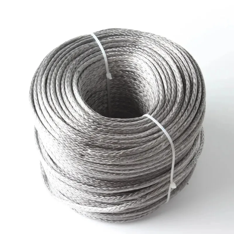 6MM 12 Weaves Grey Color 100M/Roll UHMWPE Hollow Braid Marine Winch Towing Rope