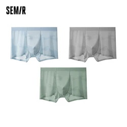 Semir Underwear 2024 Men Zero-Sensation Icy Silk Briefs Quality Printed Boxer Shorts Antibacterial Men's Shorts 3-Pack