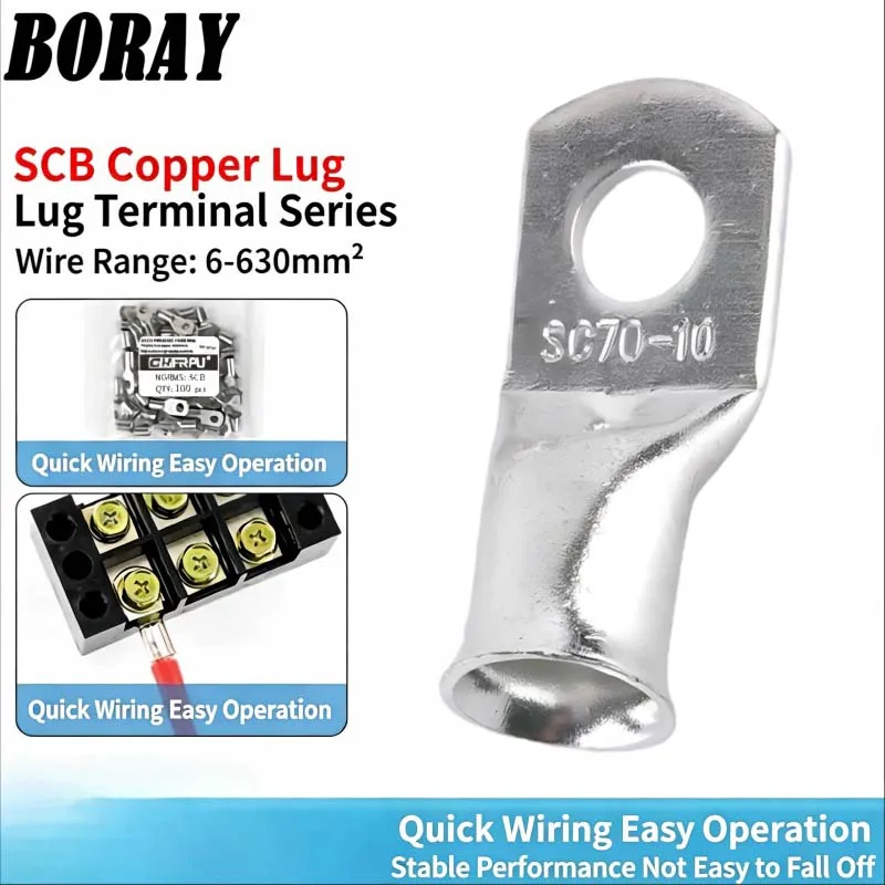 SCB6-4 to 25-12 SC SCB Copper Tube Terminal Lug with Flared Bell Mouth Easy Entry Design for Reliable Cable Crimp Connections
