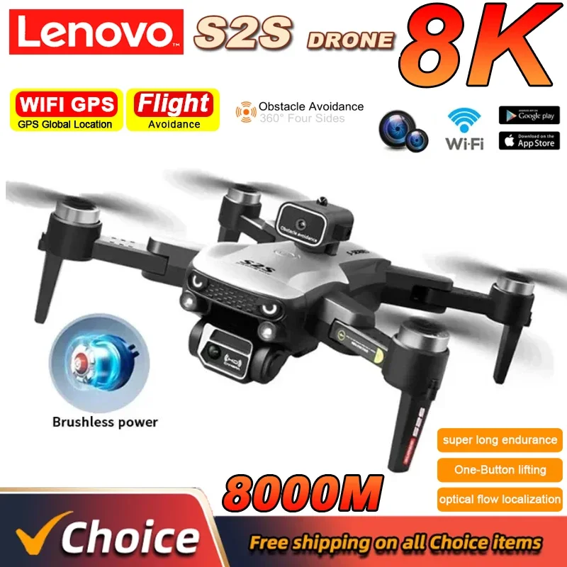 Lenovo S2S 8K Drone 5G GPS Profesional HD Aerial Photography Dual-Camera Omnidirectional Obstacle Brushless Avoidance Quadrotor