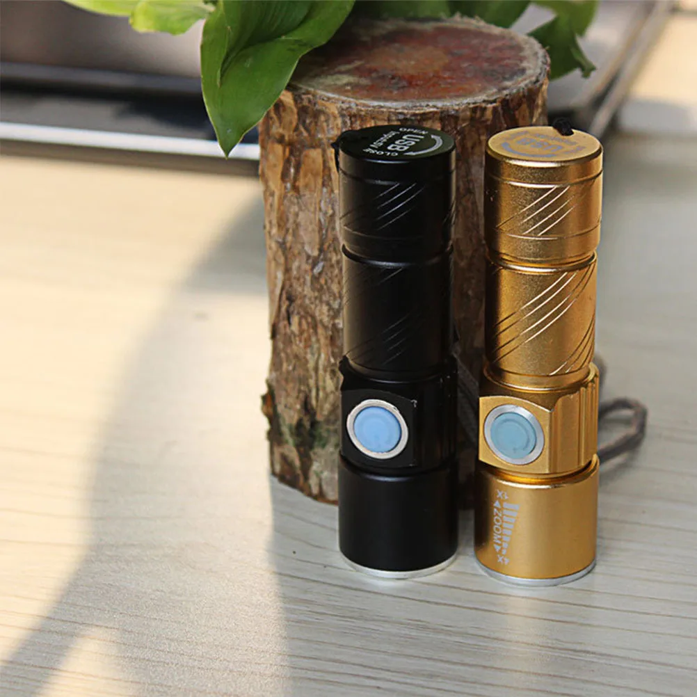 Mini USB Charging Flashlight Compact Aluminum Alloy Lightweight LED Torch Ultra Bright Zoom Portable Flashlight for Camping