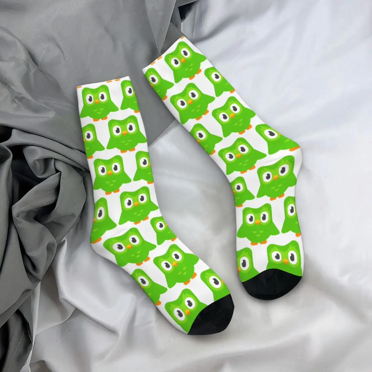 Chaussettes coordonnantes imprimées pour hommes, chaussettes chaudes et douces, chaussettes de skateboard, bas fantaisie, logo Duolingo Theatre l Duo, hiver