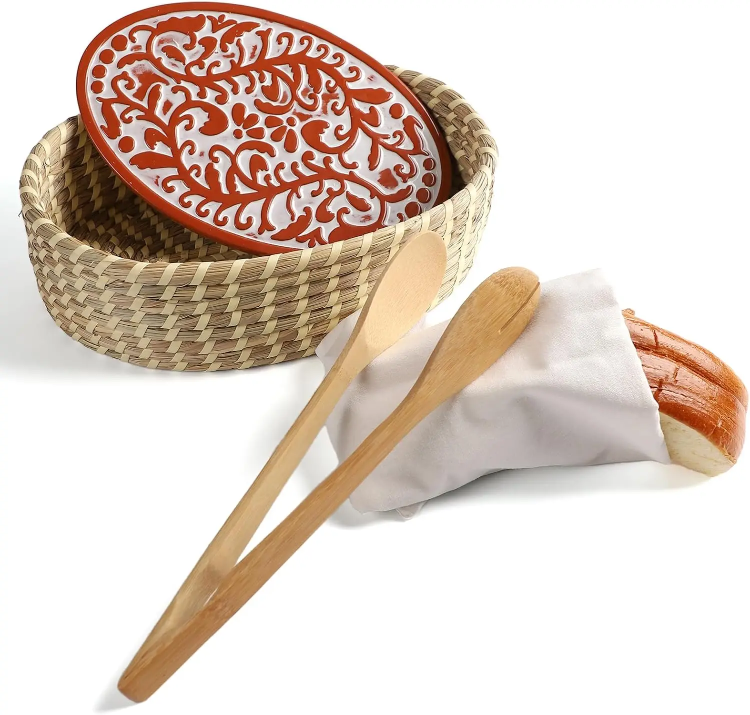 

Terracotta Bread Warmer Basket with Stone Set, Ideal for Sourdough Bakers and Housewarming Gifts