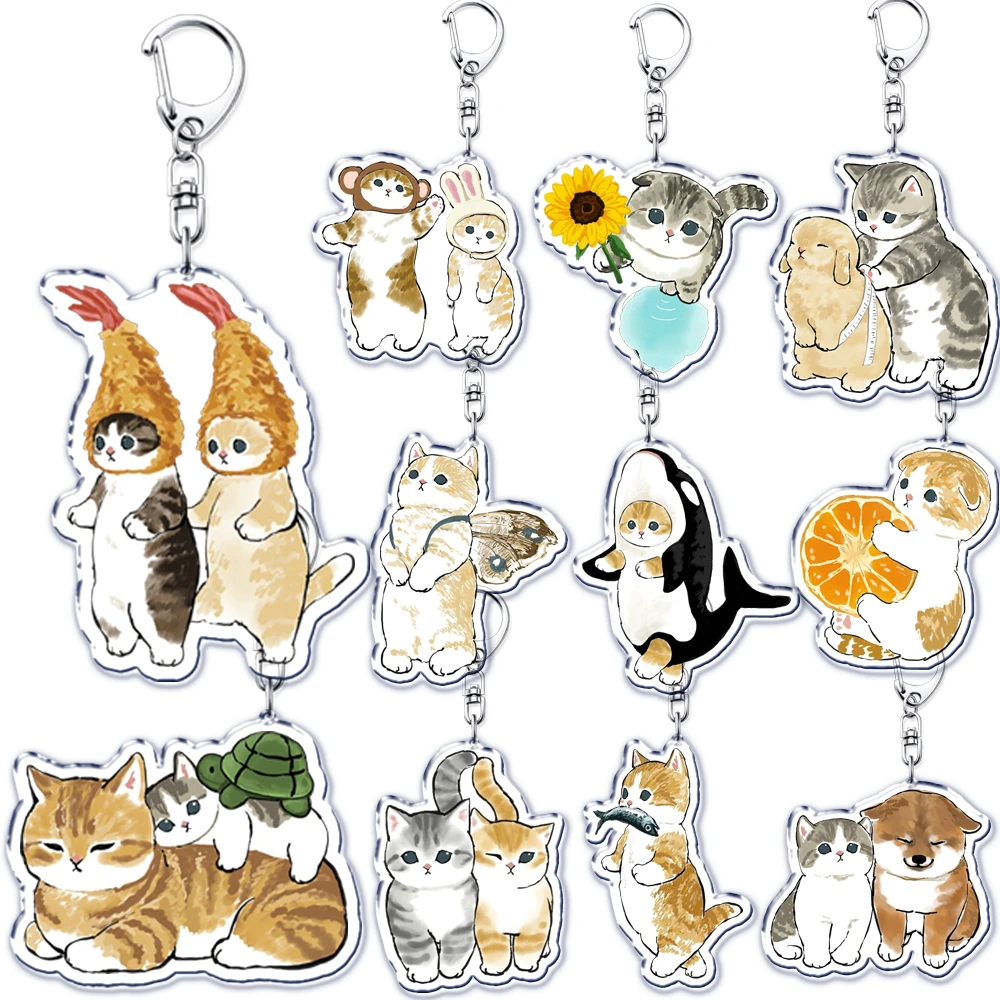 Cute Super Cute Kitten Cartoon Cat Acrylic Keychains Ring Shark for Accessories Bag Pendant Key Chain Jewelry Fans Lovers Gifts