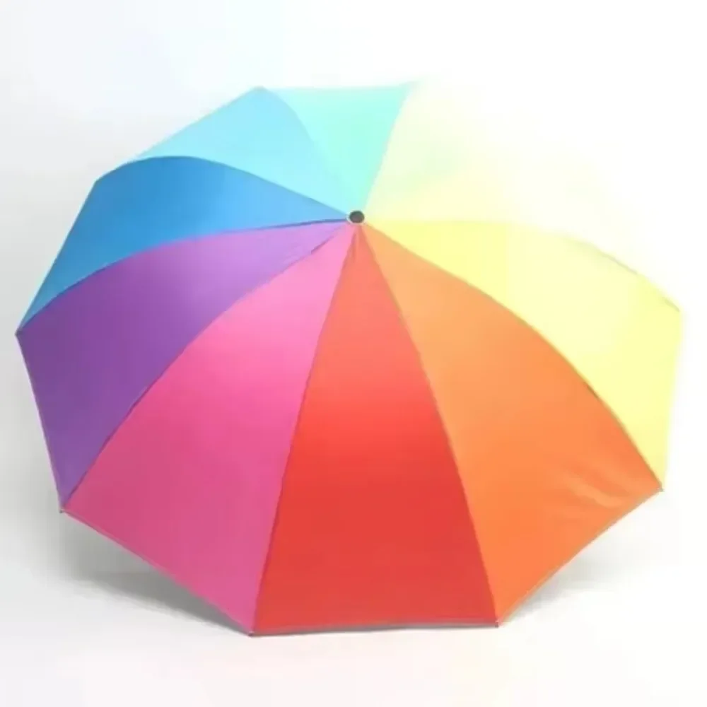 Folding Umbrella Advanced Sense Sunshade Umbrella Double Breathable Rainbow Umbrella Rain and Sunshine Triple Folding Umbrella