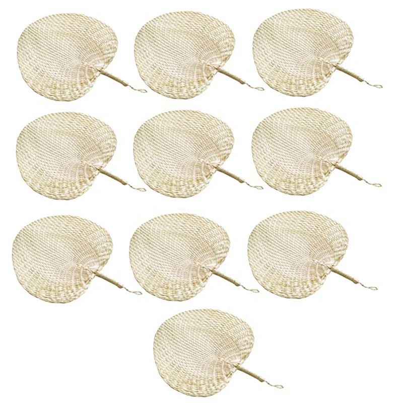 10X Cool Baby Mosquito Repellent Fan Summer Manual Straw Hand Fans Palm Leaf