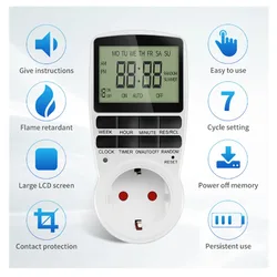 Timer digitale elettronico Timer da cucina presa presa 230V 110V 12/24 ore presa ciclica temporizzazione programmabile spina EU FR US UK AU