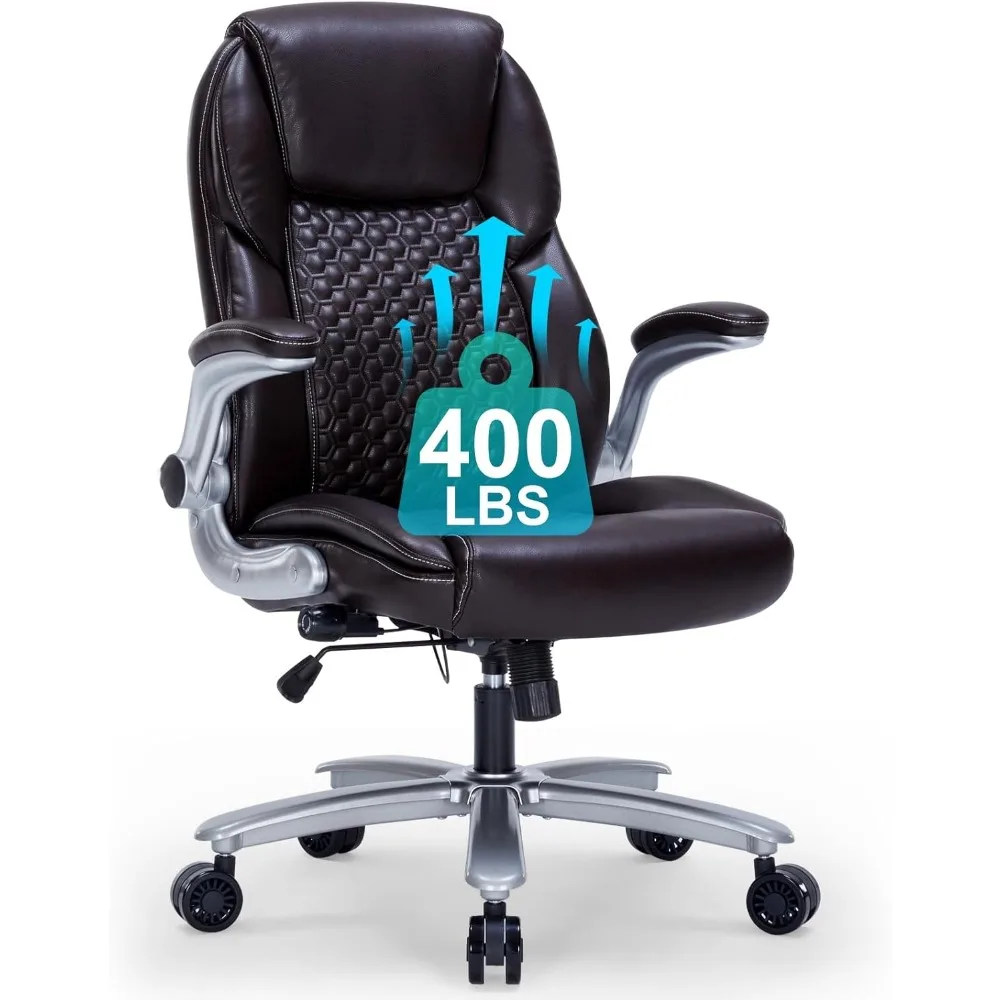 كرسي المكتب المنزلي، كرسي مكتب الكمبيوتر التنفيذي كرسي مكتب مريح مع دعم قطني قابل للتعديل، قفل مائل، جلد PU، #1