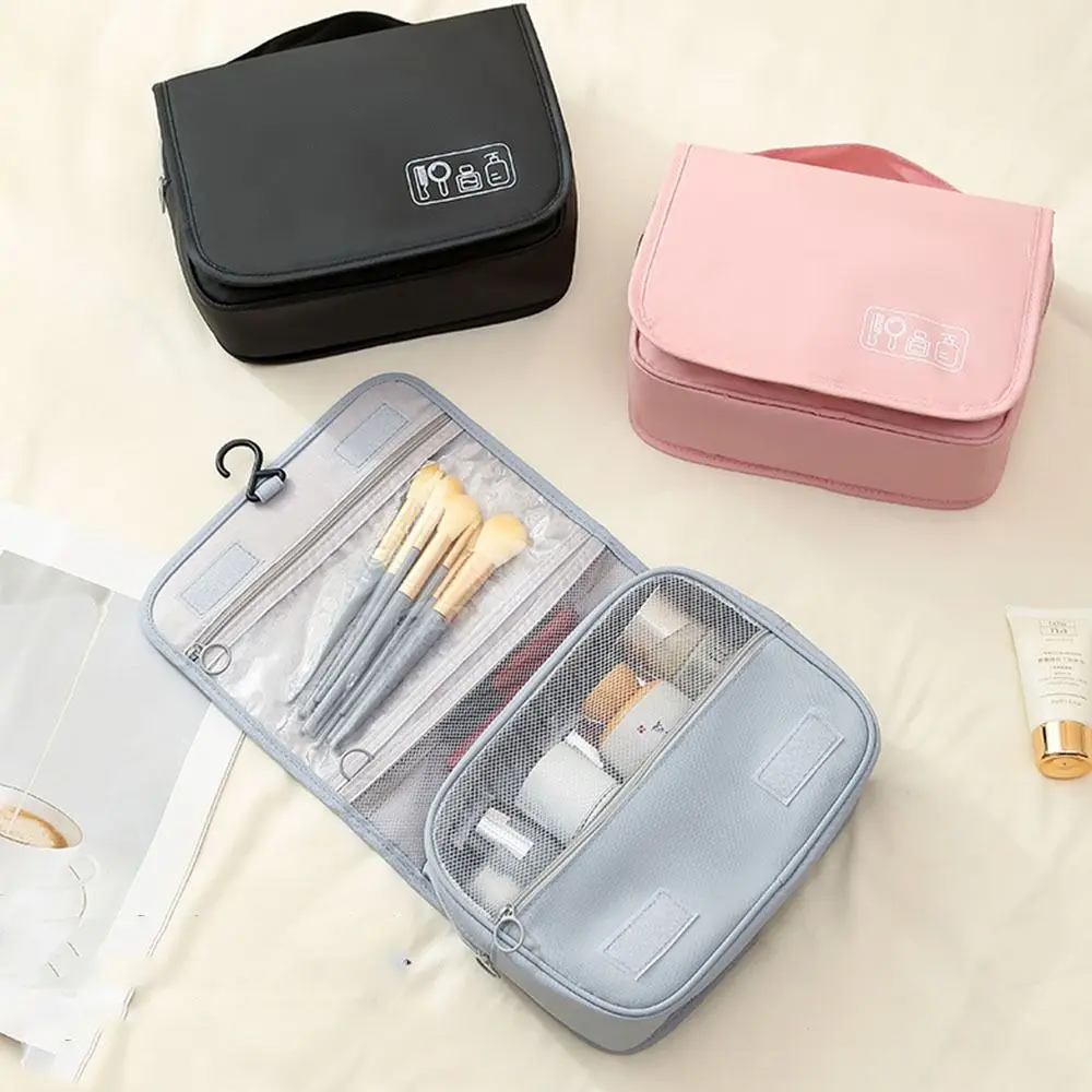 Large Capacity Hanging Toiletry Bag Waterproof Multi-compartment Women Makeup Bag Space Saving Foldable Cosmetic Bag