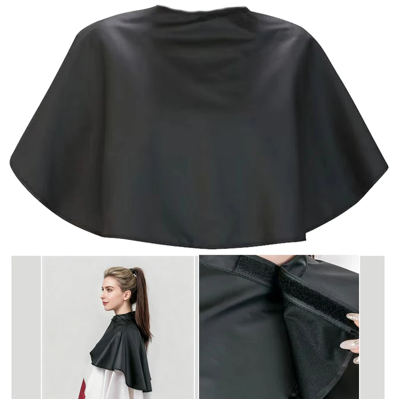 Waterproof Haircut Salon Cape Adjustable Hairdressing Apron Black Barber Gown For Home Salon Stylist