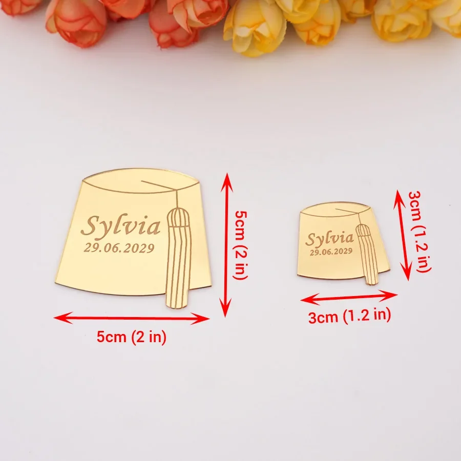 

Acrylic Mirrored Graduation Topper Personalized Name Tags For Graduation Gift Decoration Party Supplies