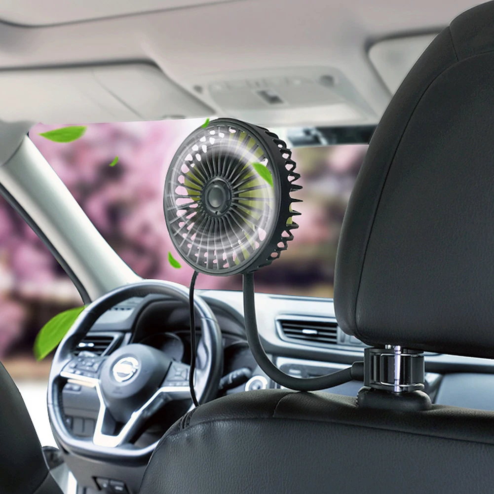 Car Seat Back Cooling Fan 360 Rotation Electric Car Cooling Fan 3 Speed Adjustable Electric Seat Back Cooler for Hot Weather