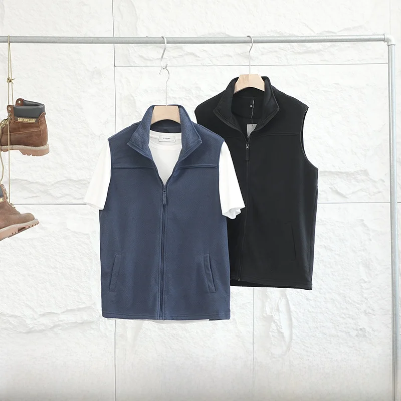 

Двусторонний флисовый жилет с воротником-стойкой, теплый, повседневный, для активного отдыха, для мужчин и женщин, на осень и зиму