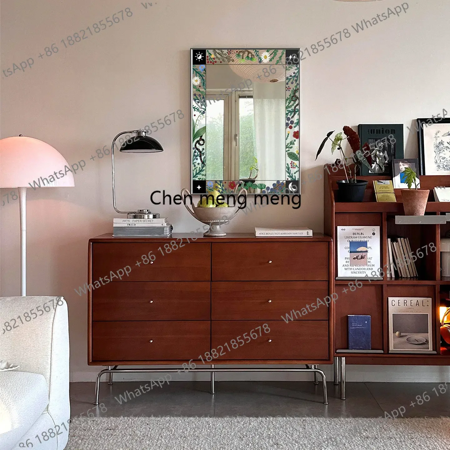 a55 Medieval art high definition mirror chest decorative painting French retro hanging mirror bedroom dresser