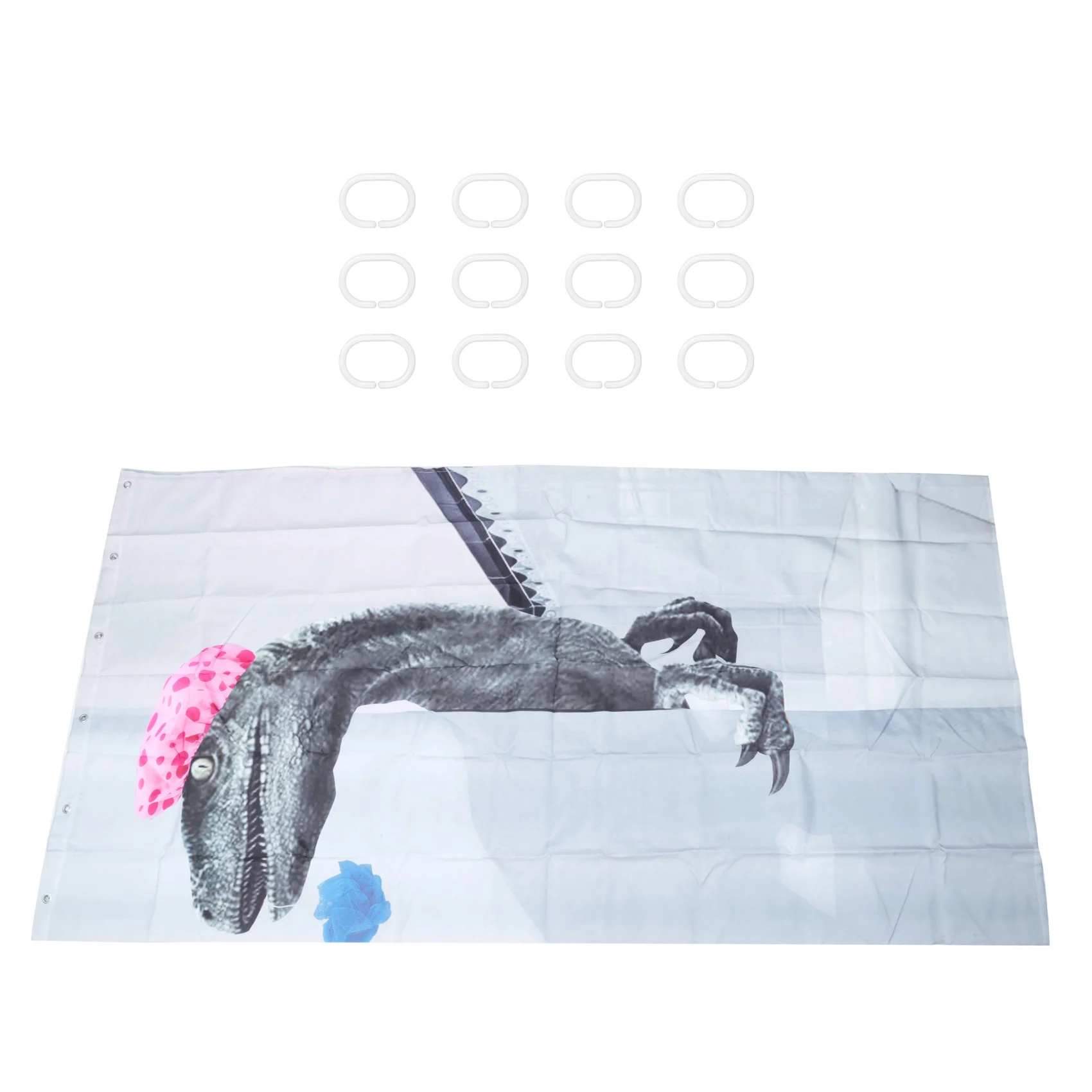 Lovely Bathing Dinosaur Print Shower Curtain Waterproof Bathroom Curtain Shower Accessories Bath Curtain180x180Cm