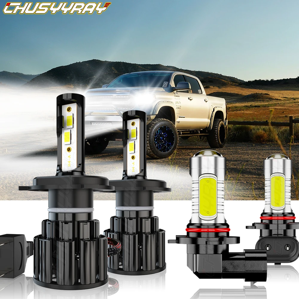 CHUSYYRAY Compatible For Toyota Tundra 2000-2004 2005 2006 4X LED Headlight High-Low Beam Fog Light Bulbs Combo Kit 6001K luzes