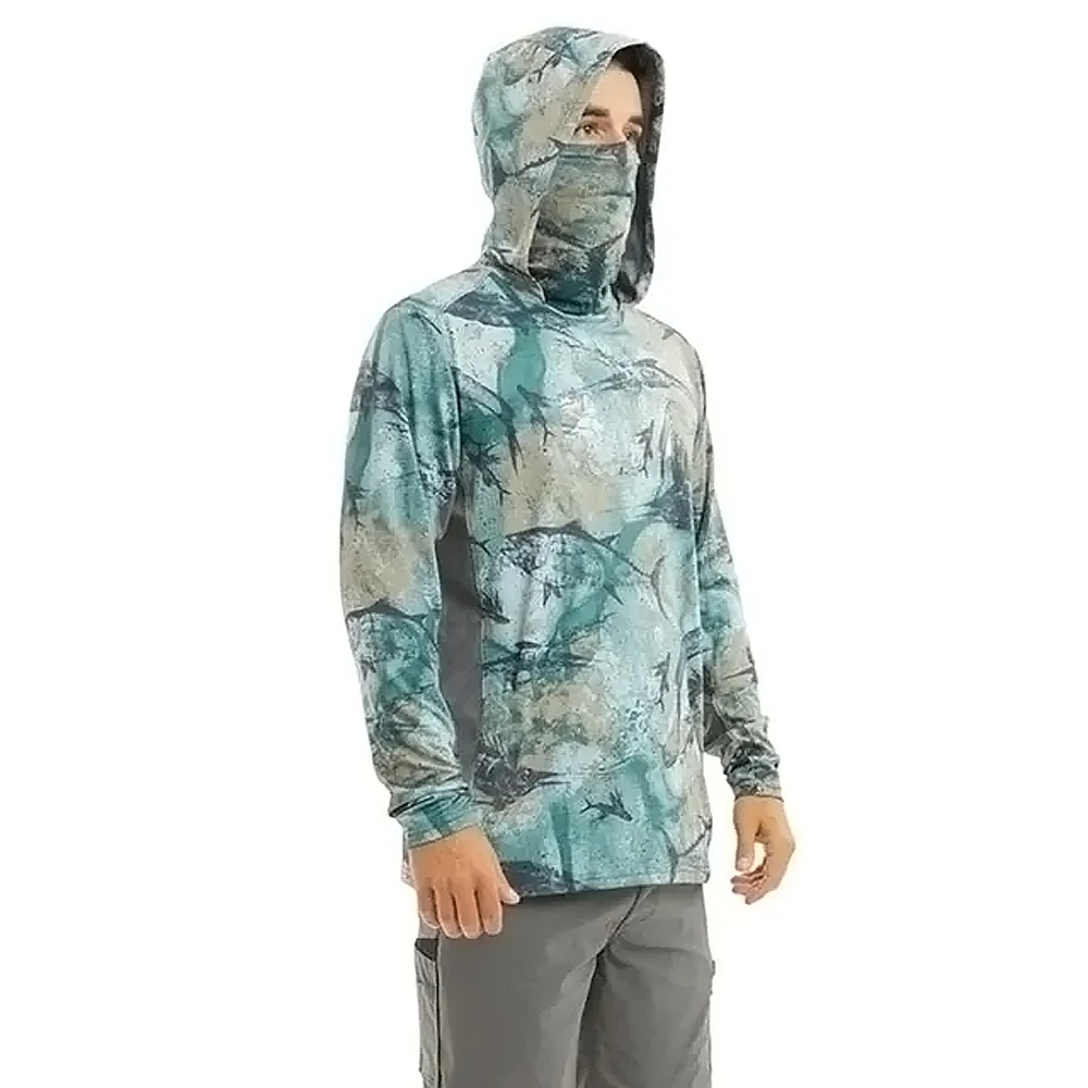 Fishing Hood Riding Tops T-shirt Summer Hoodies Face Cover Outdoor printing Sports Hood
