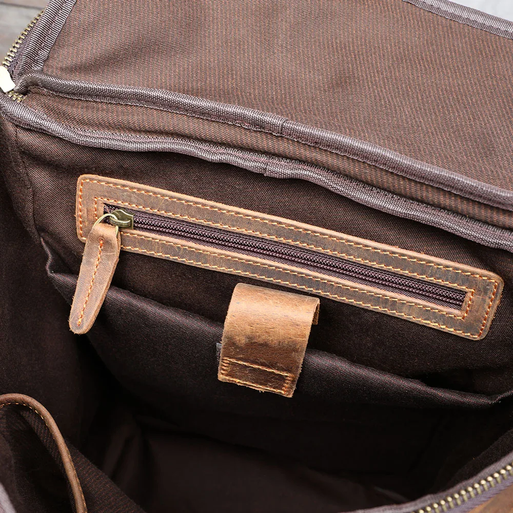 S.WORKER Vintage Echtleder-Rucksack Laptop-Tasche Casual Crazy-Horse-Leder Schultasche Outdoor-Reise-Weekender-Tasche – Detail 14