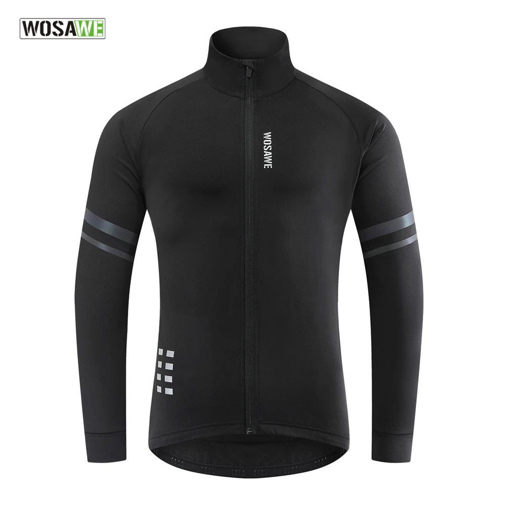 WOSAWE Warm Jacket Winter Fleece Thermal Cycling Jacket Long Jersey Running Coat Biker Riding Road Mtb Bicycle Clothes