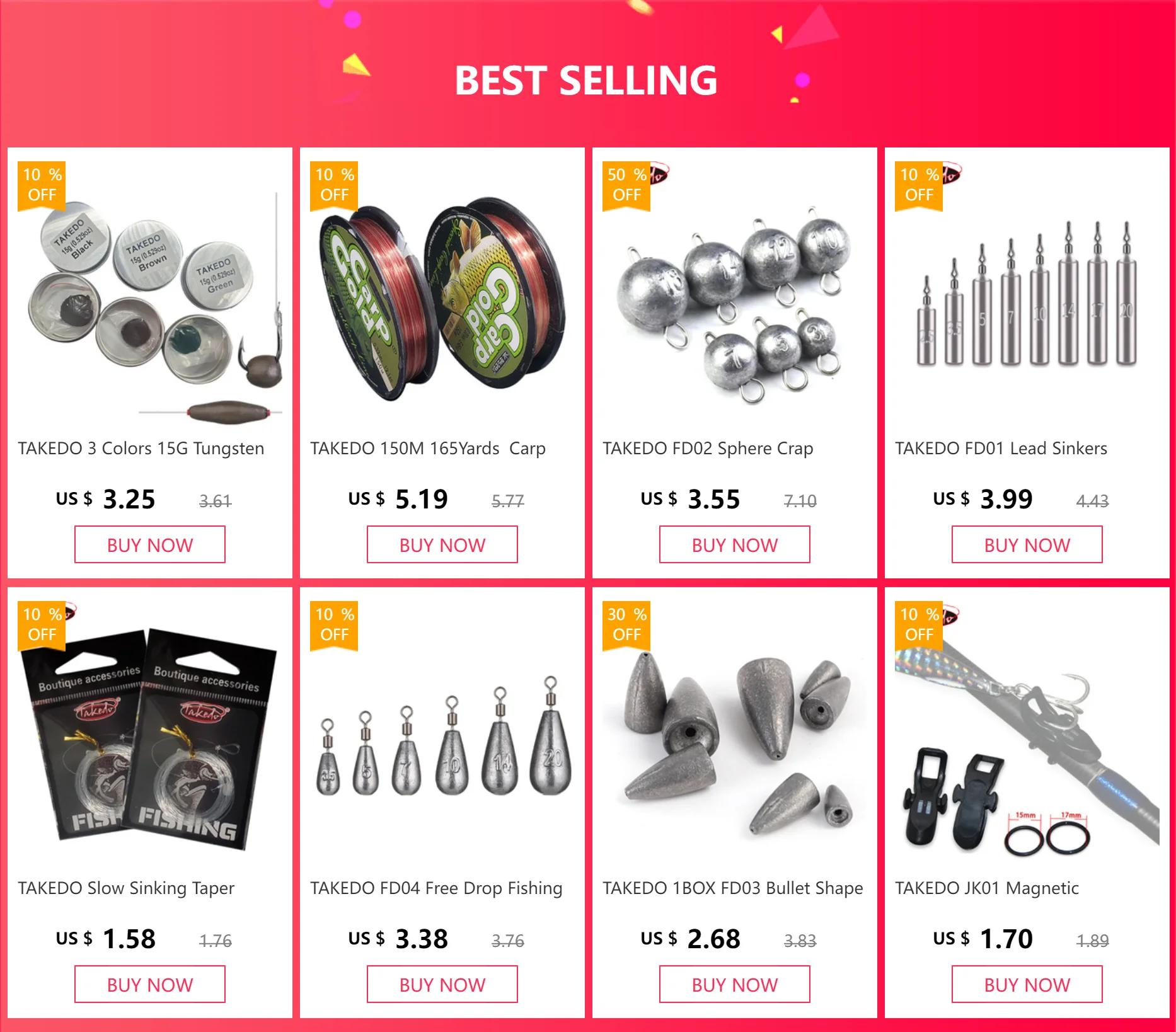 TAKEDO 1BOX FD06 Metall Angeln Sinker 3,5G-14G Blei Einsatz Anhänger Angeln Gewicht Sinker Angeln Zubehör alle Für Angeln – Detail 3