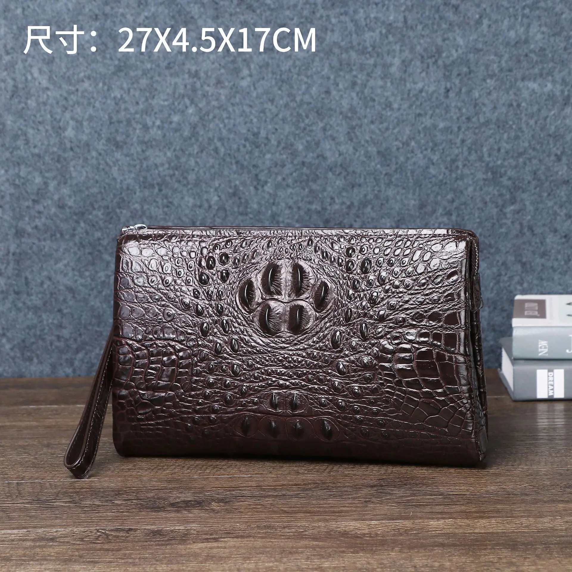 

New Crocodile Bone Pattern Men's Handbag Leather Fashionable Clip Large Capacity Envelope Bag Wallet Trendy Purse Women Wallets