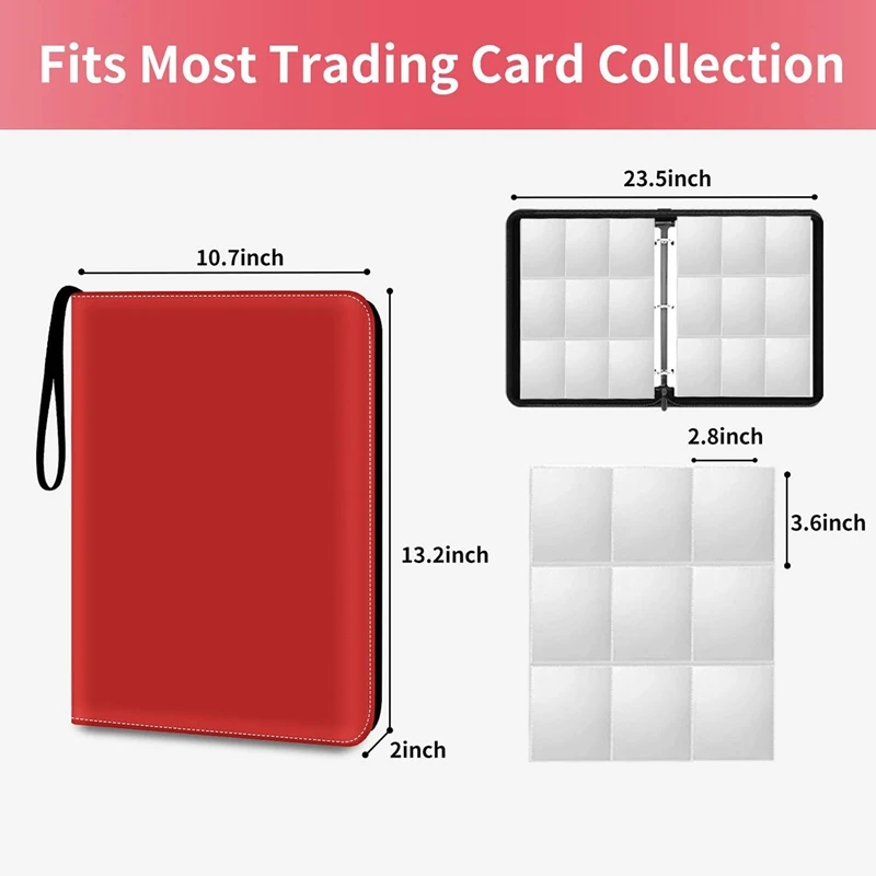 Sammelkarten binder Taschen 9-Taschen-Kartensammelbinder für Spiel/Fußball/Baseball karte rot