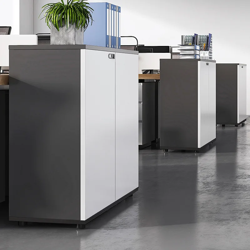 Office Desk File Cabinet Data Cabinet Tool Storage Wooden Short  Locker Drawer Lock Small