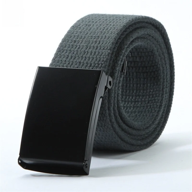 White Canvas Belt for Men Casual Woven Leather Belt with Automatic Smooth Buckle Simple Youth Student Fashionable Belt