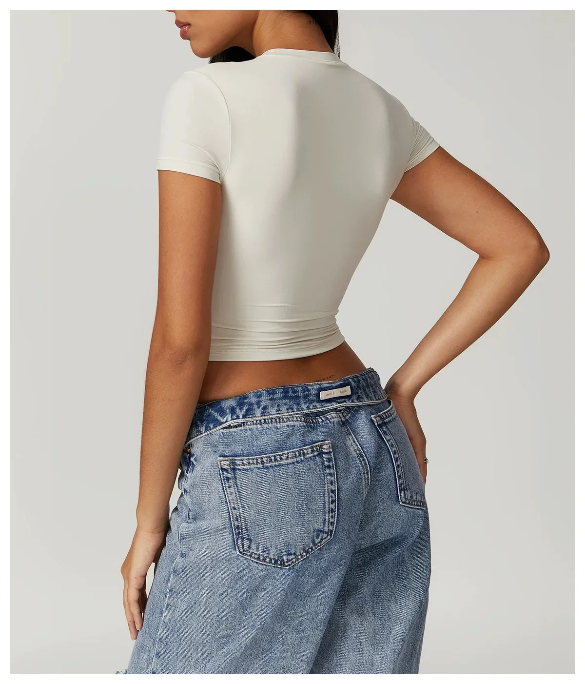 

Women's Short Sleeve Crop Top Solid Slim Fit Crew Neck Tee Basic Skinny Ribbed Tight Athletic Casual Workout Yoga Tshirt