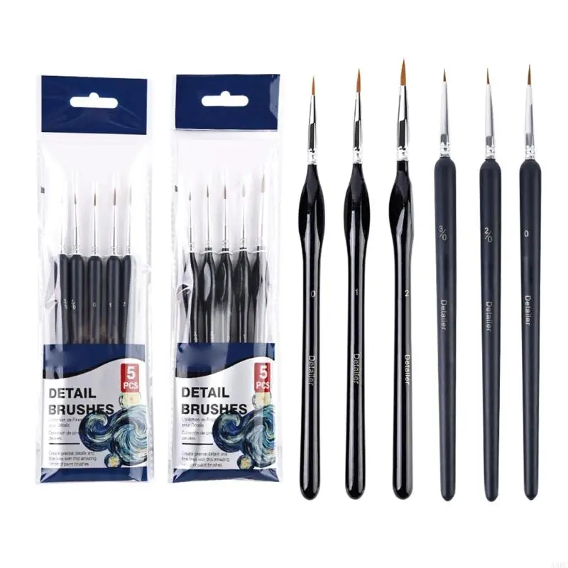

5 Pcs Fine Detail Brush Set Art Brushes Miniature Brush for Acrylic Oil Painting 896C