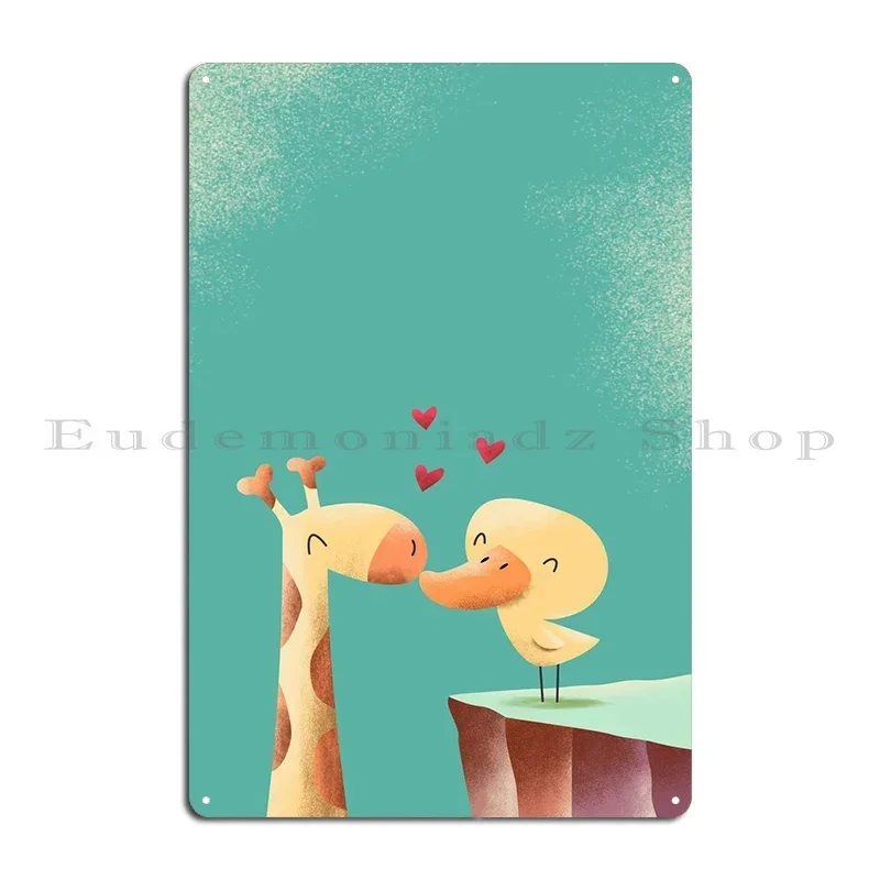 Giraffe And Duck Metal Plaque Wall Cinema Create Character Wall Cave Tin Sign Poster