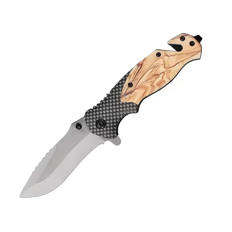 Outdoor Folding Knife Camping Survival High Hardness Stainless Steel Portable Multi-Purpose Damascus Pattern Pocket Knife