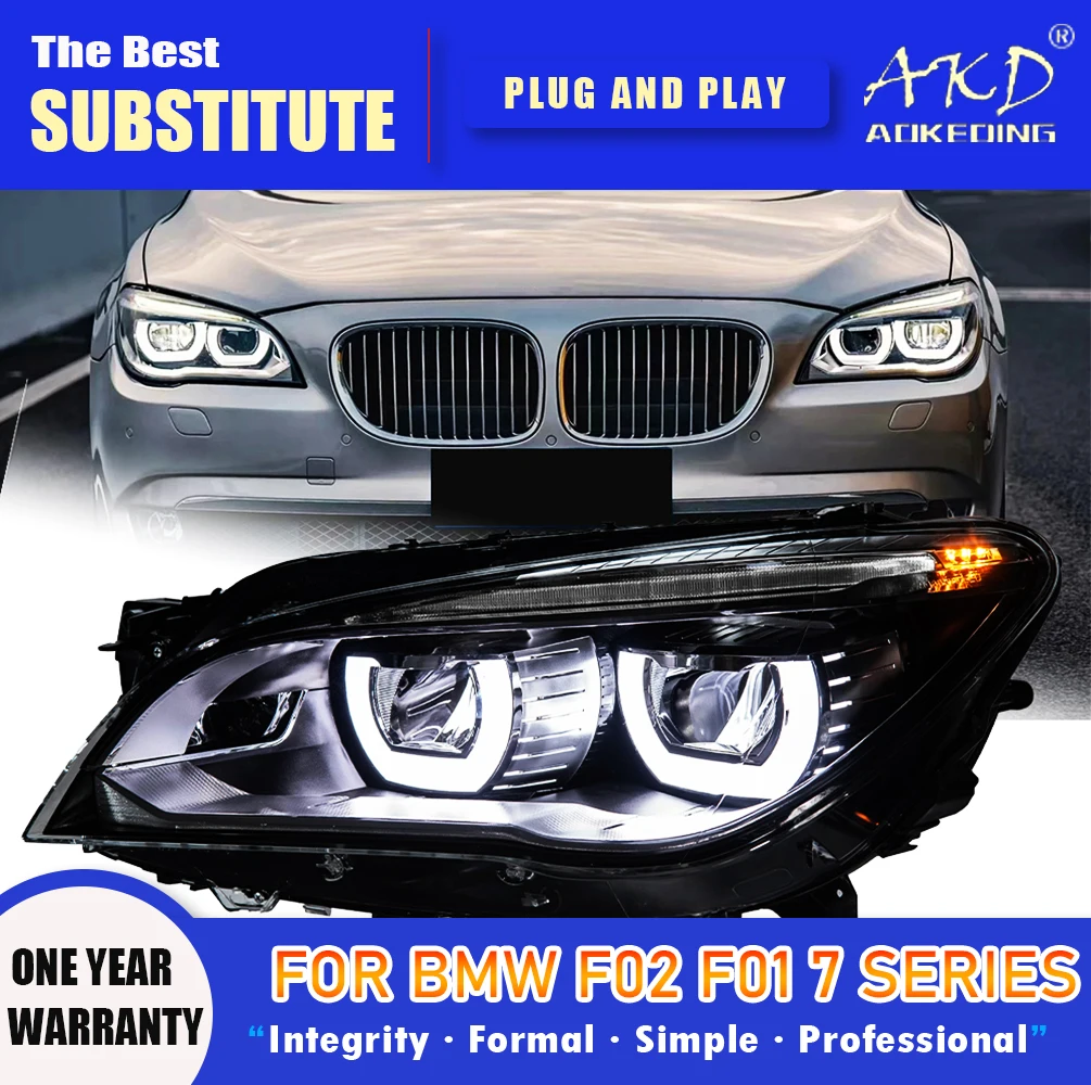

Фара AKD для BMW F02 F01 7 серии, светодиодная фара 2009-2014, фары 735i DRL, указатель поворота, дальний свет, проектор «ангельские глазки»