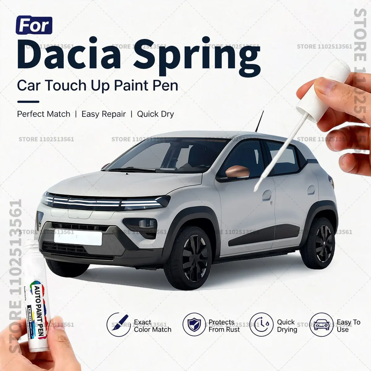Automotive Paint Pen Car Scratch Remover Touch Up Repair Pen DIY Vehicle Paint Repair Tool Accessories For Dacia Spring White