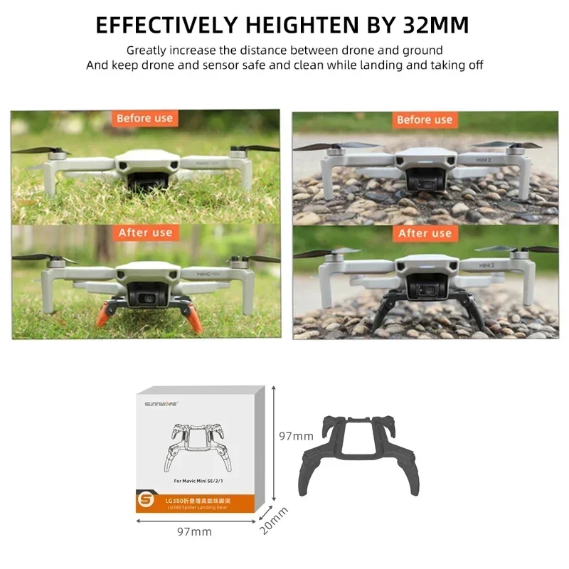 For DJI Mavic MINI 2 SE Landing Gear Heightened Gears Support Leg Protector For DJI Mini 2/SE/Mavic Mini 4K Drone Accessories