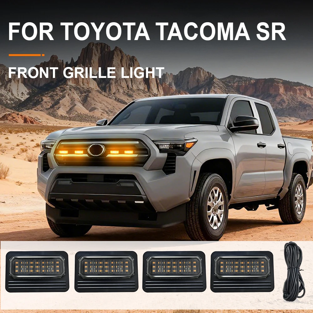 

FOR 2024-2025 TOYOTA TACOMA SR Specialized center grid small yellow light Front Grille Lights Daytime Running Warning Light