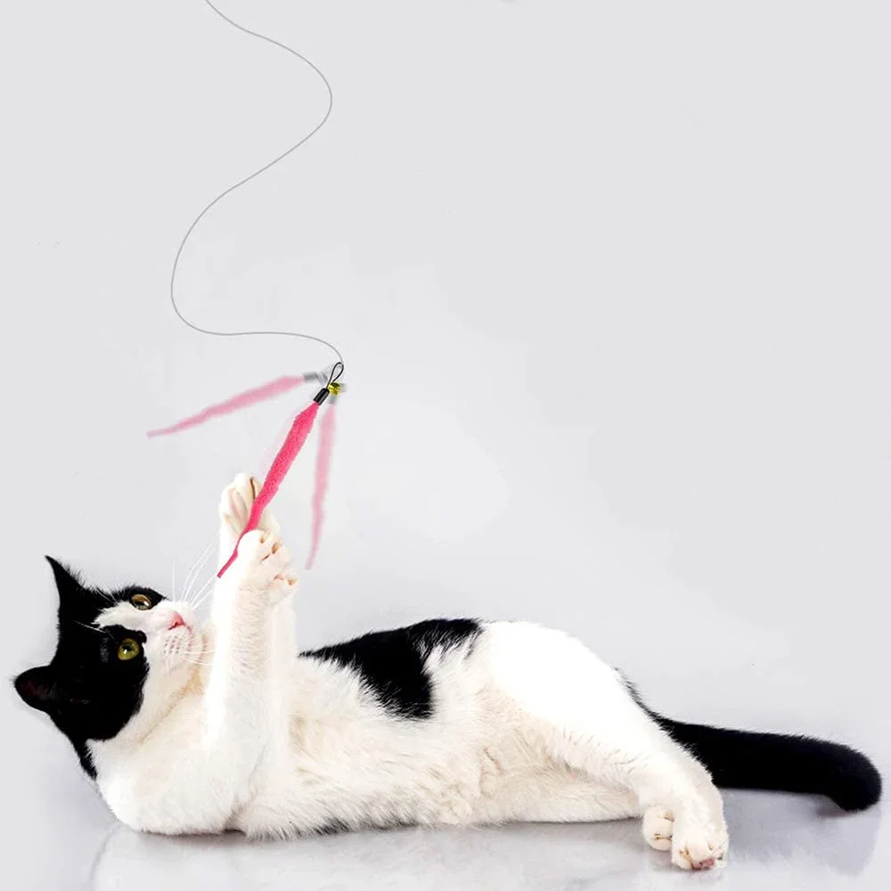 Ersetzen Sie Plüsch-Katzenspielzeug-Zubehör, Würmer, Ersatzkopf, lustige Katze, Stick, Haustierspielzeug, 5/10/6/11 Stück – Detail 6
