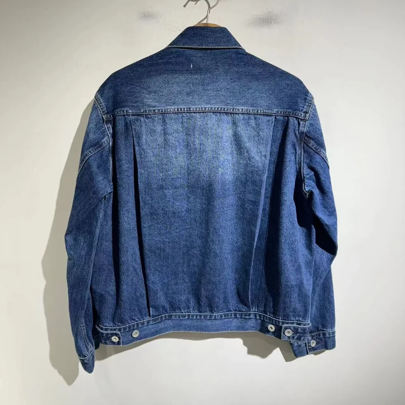 High Street SACAI Patchwork Washed Denim Jacket Vintage Windbreaker Streetwear Techwear Traf Coat Men and Women Clothing