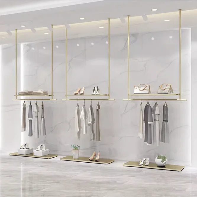 Clothing store display rack, suspended ceiling, hanging clothes rack, hanging wall shelf