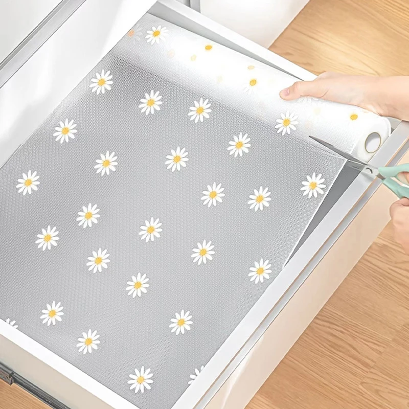 1PC Japan Daisy Transparent Drawer Mat Dampproof Moisture Cupboard Shelf Liner Mats Cupboards Pad NonSlip Waterproof Closet