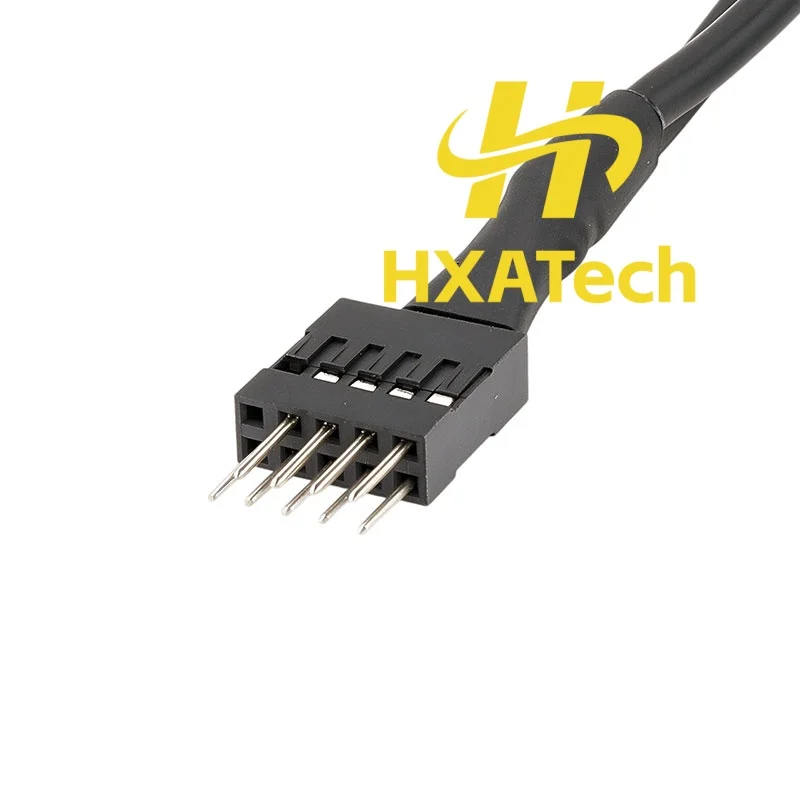 HXATech -Dual USB A Male to 9Pin Dupont Connector Adapter 2xUSB to mainboard 9-pin Y Splitter Adapter Double Shield Copper Wire