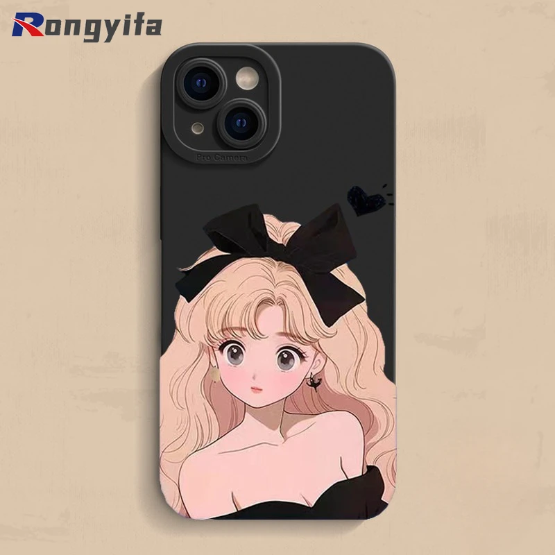 For OPPO A57 A77S A58 A78 A17K A16K A96 A36 A76 A95 A93 F19 Pro Plus Phone Case Silicone Lovely Yellow Hair Cartoon Girl Cover