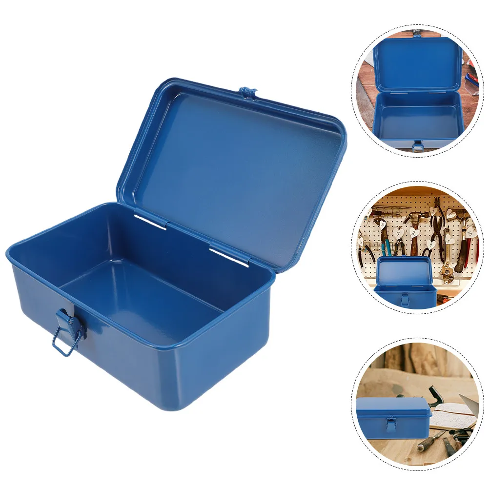 

2Pcs Toolbox Heavy Duty Metal Iron Tool Box Portable Waterproof Storage Case Car Garage Large Capacity Organizer