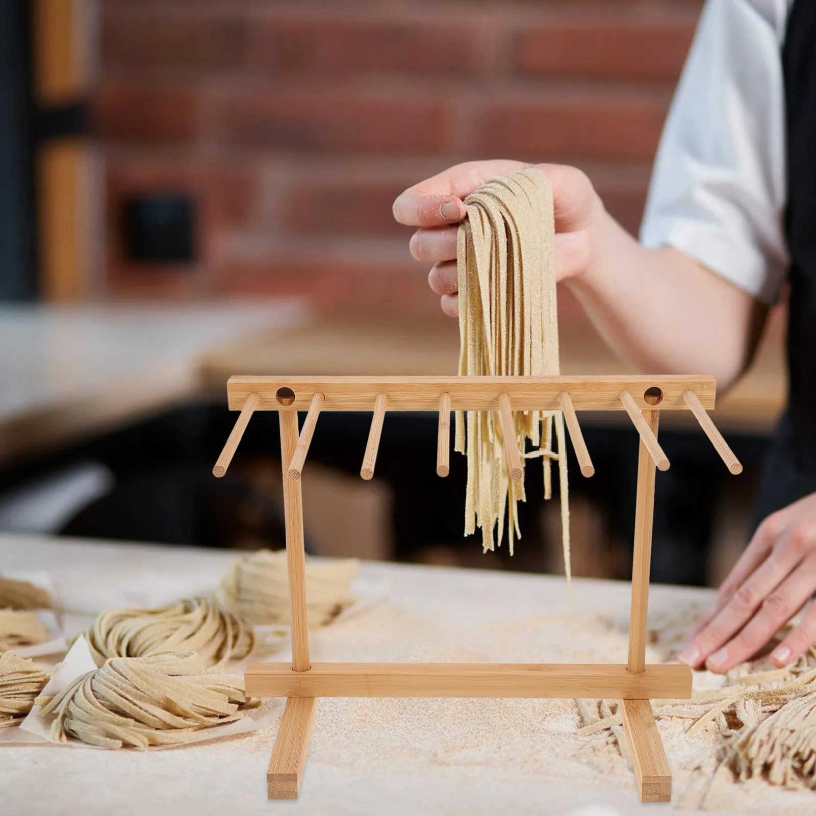 Reusable Wooden Pasta Drying Rack Compact Detachable Design Saves Counter Space Ideal for Spaghetti Noodles Kitchen Supply