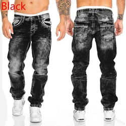 Jeans de perna reta multibolso masculino, calça comprida, casual para esportes diários, moda de rua, nova, primavera e outono, 2023