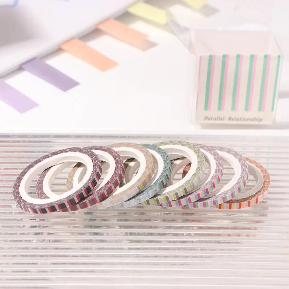 

8 Rolls Kawaii Paper Artwork Decorative Tapes DIY 8 Rolls Sticker Roll Colorful 3MM Wide Grid Adhesive Tape Photo Album