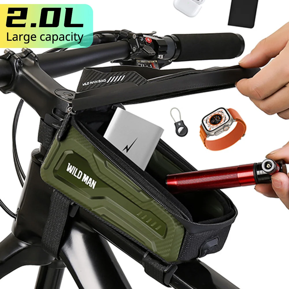 NEWBOLER Bicycle Bag 2L Waterproof Touch Screen Bicycle Bag Top Front Pipe Rack MTB Road Bicycle Bag 6.9 Phone Case