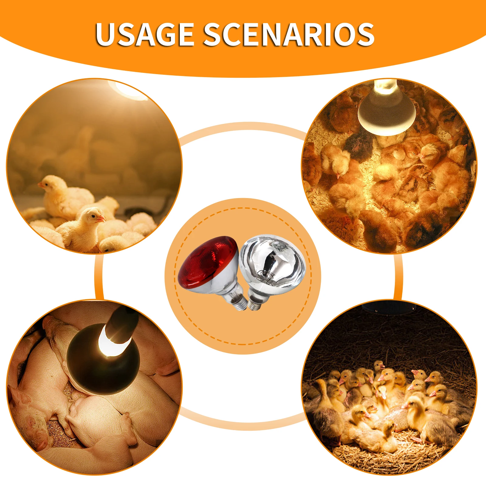 2PCS Thickened Heating Lamp Breeding Bulb High Quality 100W/150W/200W/250W/275W LED Light Pet Hatch Chicken Pig Heater Bulbs