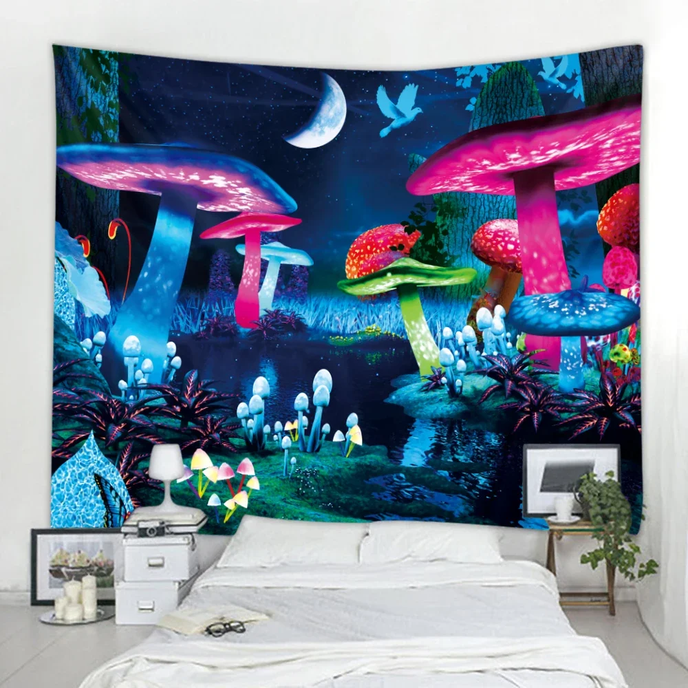 Mushroom Psychedelic Scene Mandala Home Decor Art Tapestry Hippie Boho Decor Pretty Room Wall Decor Wall Hanging